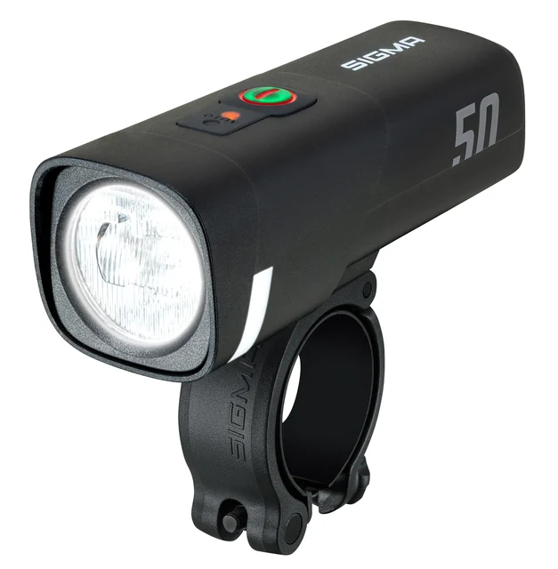 Sigma Aura 50 Frontlys Sort, 160 lumens, USB-C opplading, 126g 