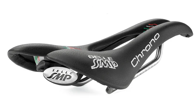 Selle SMP Chrono Sadel Svart, 124x250mm, stål rails, 199g 
