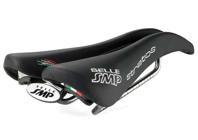 Selle SMP Stratos Sete Sort, 131x266 mm, Stål rails, 260 gram 