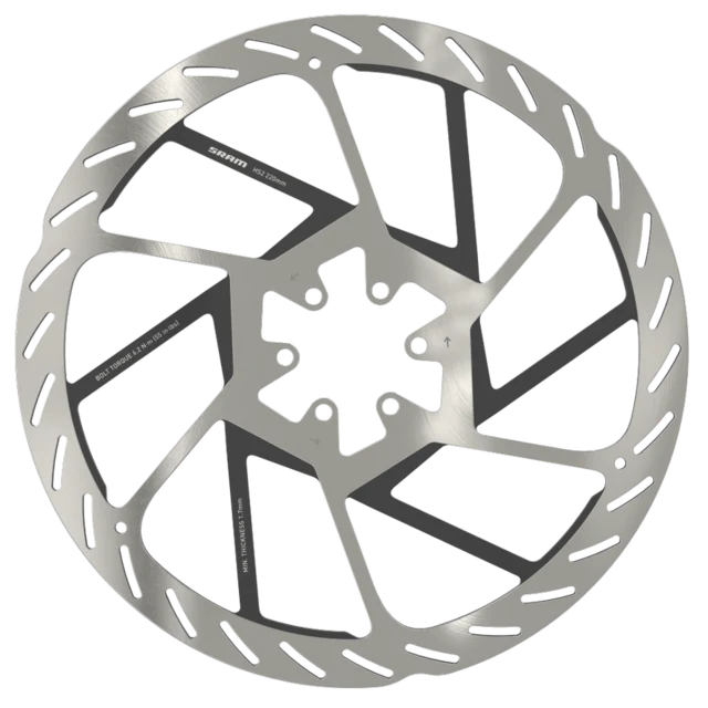 Sram HS2 220 mm Bremseskive Sølv, 220 mm, 6-Bolt, Rundet kant 