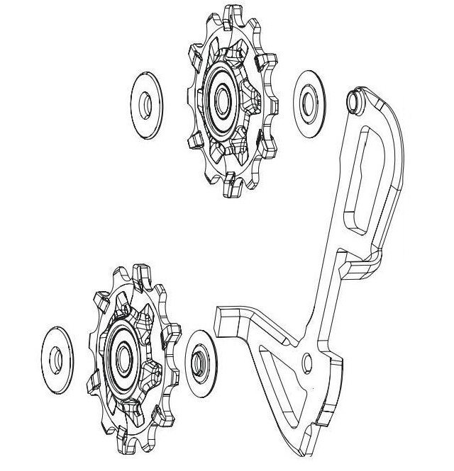 SRAM GX/Force1/Rival1 Cage og Trinsehjul Type 2, Long cage 