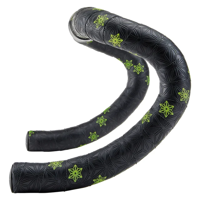 Supacaz Super Sticky Kush Styrlinda Neon Yellow Stars + Ano Black Plugs 