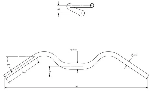 Surly Terminal Styre Sort, 735mm,  Ø31,8mm, Aluminium 