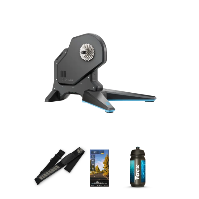 Tacx Flux 2 Smart Cykeltrainer KAMPANJ HRM-Dual, Flaske och abonnement 