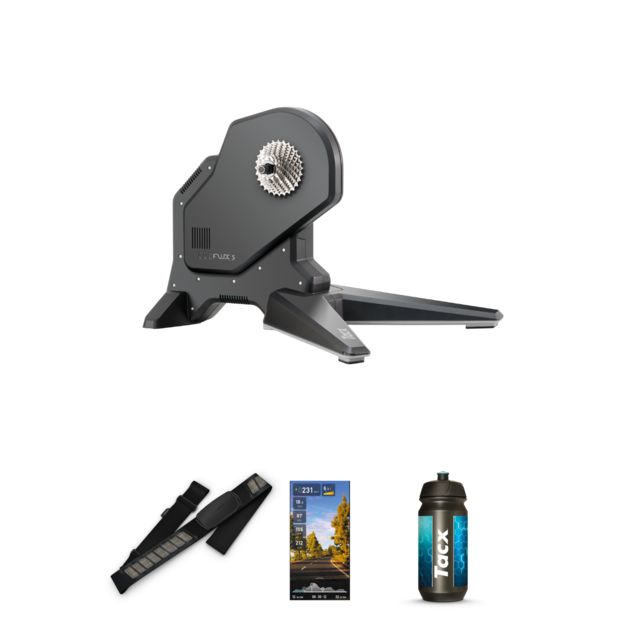 Tacx Flux S Smart Cykeltrainer KAMPANJ HRM-Dual, Flaske och abonnement 