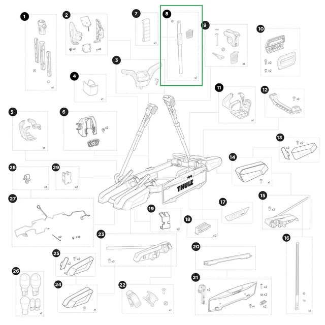 Thule Bike Attachment Sykkelfeste Reservedel til Thule Sykkelplatformer 
