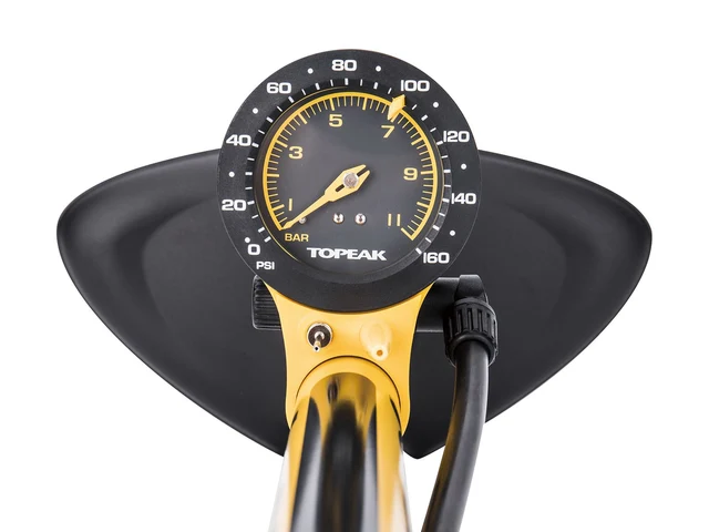 Topeak JoeBlow Sport III Gulvpumpe Gul, 11 Bar / 160 PSI, 1,68 kg 