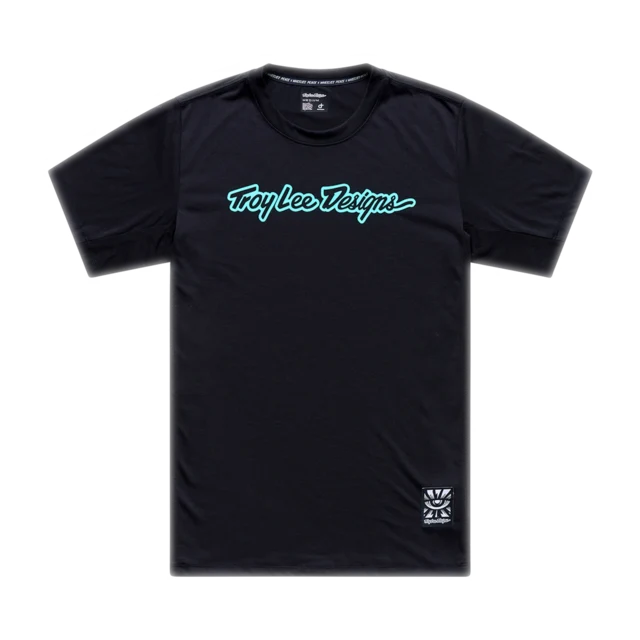 Troy Lee Designs Skyline SS Sykkeltrøye Signature Black/Real Teal, Str. L 