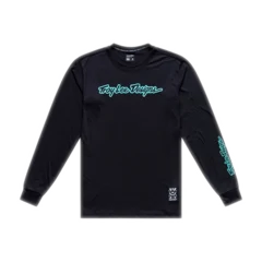 Troy Lee Designs Skyline LS Sykkeltrøye Signature Black/Real Teal, Str. L